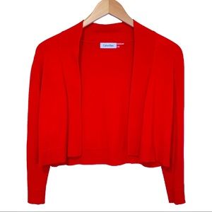 Calvin Klein Cropped Open-Front Shrug Cardigan